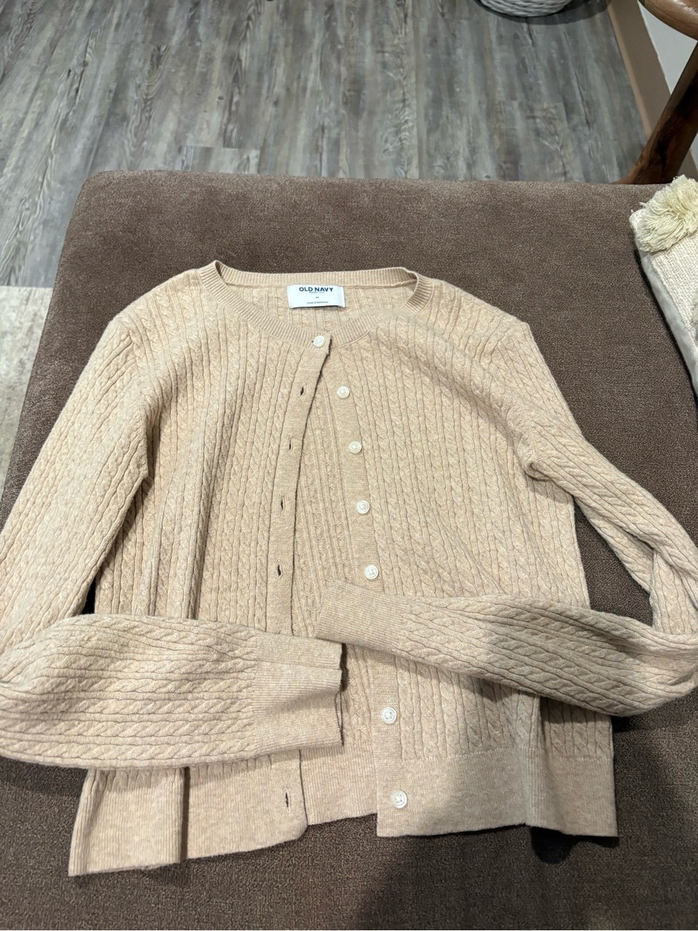 Old Navy Women's Cable-Knit Button Cardigan - Tan